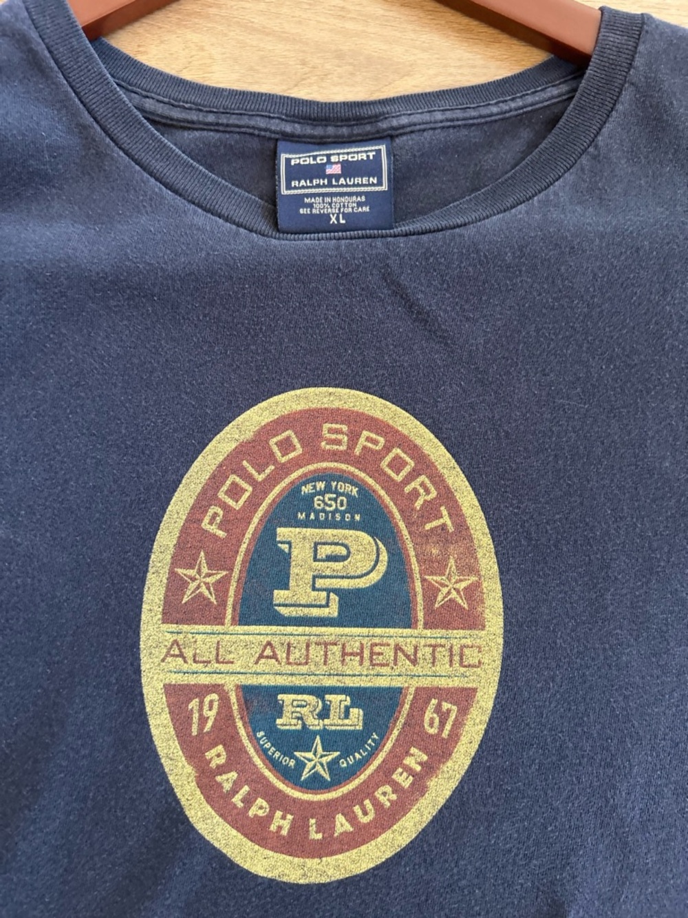 Y2K Polo Sport Ralph Lauren Long Sleeve Graphic Tee Navy XL